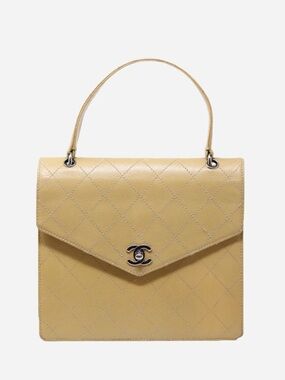 Pre-Owned CHANEL Beige Wild Stitch Kelly Top Handle Bag